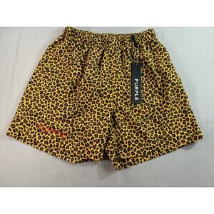 Purple Brand Leopard Print Swim Trunks Shorts Mens Medium Mesh Lined NWT